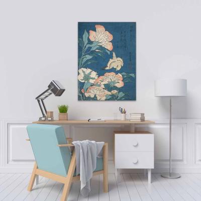 PEONIAS Y CANARIO, KATSUSHIKA HOKUSAI