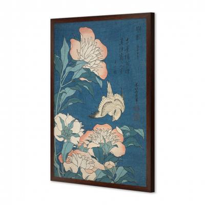 PEONIAS Y CANARIO, KATSUSHIKA HOKUSAI
