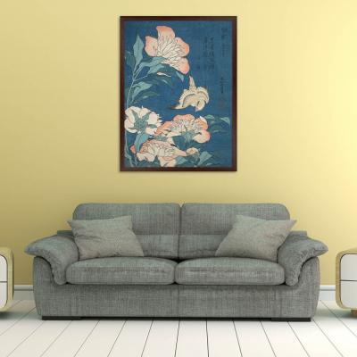 PEONIAS Y CANARIO, KATSUSHIKA HOKUSAI