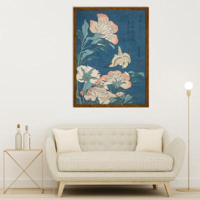 PEONIAS Y CANARIO, KATSUSHIKA HOKUSAI