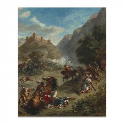 ARABES, ESCARAMUZA EN LAS MONTAÑAS, DELACROIX