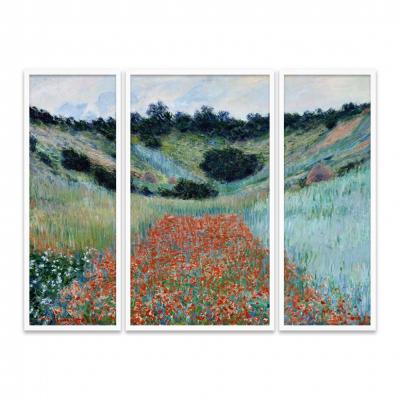 CAMPO DE AMAPOLAS EN UNA HONDONADA, MONET (TRIPTICO)